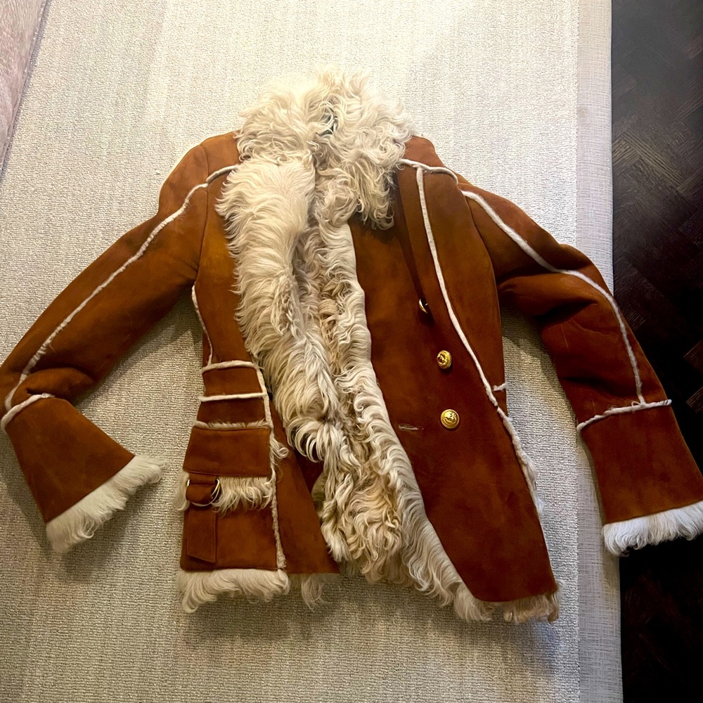 Balmain suede and fur coat
